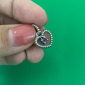 Pandora February Purple Beaded Heart Dangle Charm